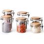 Tenrry Food Storage Jar Glass Food Storage Jar with Airtight Seal Bamboo Lid Snap-Fit Glass Canister