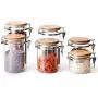 Martinimble Food Storage Jar Glass Food Storage Jar with Airtight Seal Bamboo Lid Snap-Fit Glass Canister(1200ml,1100ml,950ml,800ml,600ml,450ml)