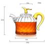Teapot Spiral filter stainless steel Infuser,hot & cold water,anti-explosion,Tea Strainer Heat Resistant Clear kettle,Water storage jar,Green,Jasmine,Flowers,Black Tea,Coffee,milk,350ml Pumpkin