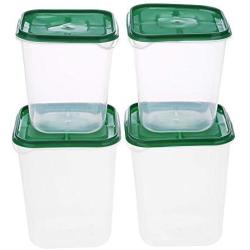 VKTECH 4pcs/set Food Storage Containers with Airtight Lids Transparent Kitchen Rectangular Food Storage Box Grain Container Holder