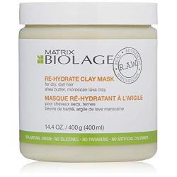 BIOLAGE R.A.W. Re-Hydrate Clay Mask | Conditions & Moisturizes Hair To Seal In Nourishment | With Shea Butter & Moroccan Lava Clay | Silicone & Paraben-Free | For Dry, Dull Hair | 14.4 Oz.