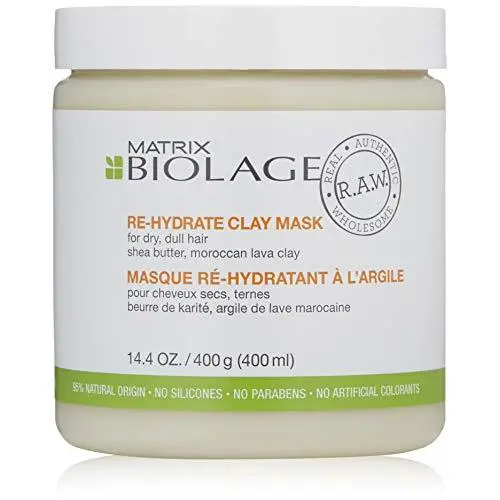 BIOLAGE R.A.W. Re-Hydrate Tonerdeutr-Maske | Pflegt & Feuchtet Die Haare Für Eine Abschließende Ernährung | Mit Shea Butter & Marokkanischem Lava-Ton | Silikon- & Parabenerfrei | Für Trockene, Fahlhaar