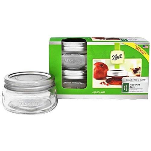 Ball Collection Elite Half Pint Jars, Wide Mouth, Set of 4
