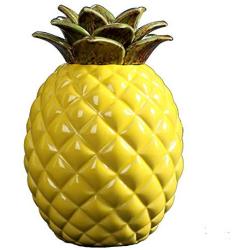 KUKI Cute Pineapple Shape Ceramic Portable Travel Tea Seal Canister Jar Storage/Tea Containers/Tea Pot/Tea Candy/Coffee Bean Storage/Business Wedding Gifts (Yellow)