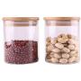 HIZLJJ 3 Piece Glass Airtight Jars Storage Canister Container Set with Bamboo Lid for Kitchen, Bathroom