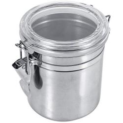 Stainless Steel Kitchen Food Storage Container for Sugar Tea Coffee Beans Canister with Clear Lid and Locking Clamp (M)