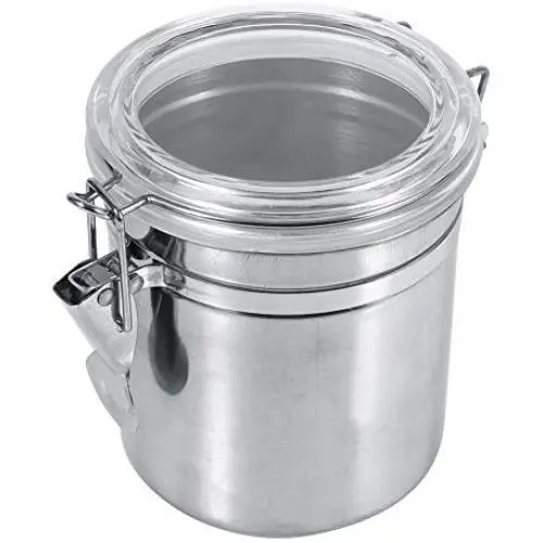 Edelstahl Küchen-Lebensmittellagerbehälter für Zucker, Tee, Kaffeebohnen, Dose mit Klarem Deckel und Arretierung (M)