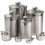 Beautiful Canisters Sets for the Kitchen Counter, 8-Piece Stainless Steel, Medium Sized with Glass Lids and Measuring Cups - SilverOnyx Tea Coffee Sugar Flour Canisters - 8pc Glass Lids