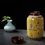 Pot en céramique décoratif peinte à la main pour gâteaux, thés et noix - Récipient de rangement avec couvercle étanche (Jaune, Taille : B - 140ml) Pot en céramique décoratif peinte à la main pour gâteaux, thés et noix - Récipient de rangement avec couvercle étanche (Jaune, Taille : B - 140ml)