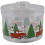 Christmas Containers for Holiday Cookies Candy and Treats with Lids-Light weight and Stackable Bundle of 2 Plastic Jars