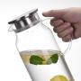 Cupwind 55 Ounce Glass Pitcher with Stainless Steel Lid, Hot/Cold Water Carafe with Handle, Juice and Ice Tea Pitcher x Set of 6 Glass Beer Drinks Cups 8.5 Ounce x Serving Tray