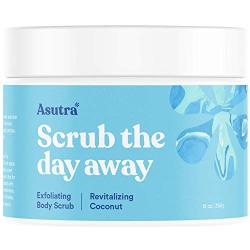ASUTRA Dead Sea Salt Body Scrub Exfoliator (Revitalizing Coconut), 12 oz | Ultra Hydrating, Gentle, Moisturizing | All Natural & Organic Jojoba, Sweet Almond, Argan Oils