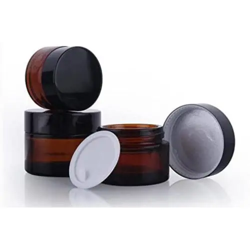 2 Jars en Verre Remplissables 50ml/50g Marron avec Récipients et Bouchons Noirs pour Crème Faciale, Baume à Lèvres, Contenant de Stockage pour Huiles Essentielles, Crème, Lotion (50ml) 2 Jars en Verre Remplissables 50ml/50g Marron avec Récipients et Bouchons Noirs pour Crème Faciale, Baume à Lèvres, Contenant de Stockage pour Huiles Essentielles, Crème, Lotion (50ml)