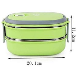 Lcxliga Two-stage Kids Bento Box Picnic Outdoor Activity Travel Kitchen Food Storage Stainless Steel Heat Insulation Container Lunch Box (Color : Green)