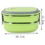Lcxliga Zwei-stufige Kinder Bento-Box Picknick Dra hinausgehende Aktivität Reise Küchen Lebensmittel Lagerbehälter Edelstahl Wärmeisolation Container (Farbe: Grün)