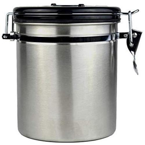 Coffee Beans Sealed Cans Coffee Bean Sealed Can With Exhaust Valve Stainless Steel Sealed Cans Buckle Storage Tea Kitchen Storage (Color : Silver, Size : 1500ml)