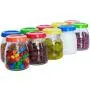 Hatrigo 4 oz Clear Glass Jars With Lids, 10-Piece Glass Yogurt Jars Set with Color Lid, Reusable Small Glass Jars Containers for Baby Food Storage, Canning Jars, Pudding Cups, like Mason Jars 4 oz