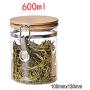 Restarty Food Storage Jar Glass Food Storage Jar with Airtight Seal Bamboo Lid Snap-Fit Glass Canister 600ml 1pcs