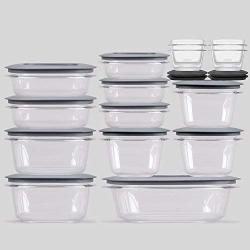 Rubbermaid 071691490951 Premier Food Storage Containers, 30-Piece Set, Gray, Transparent