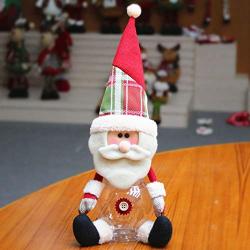 Qianren Christmas Doll Jar Candy Holder Cookie Snack Storage Can Home Table Decor for Xmas, Santa/Elk/Snowman