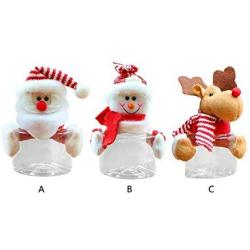 Christmas Candy Jar Plastic Cookie Storage Can Cute Gifts Home Decors TkLando (B)