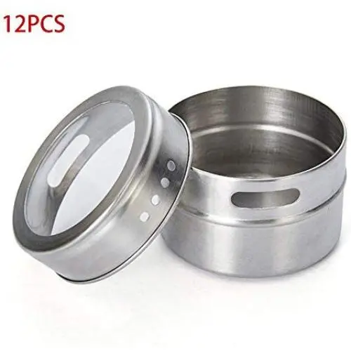 6/12 pcs Magnetic Spice Jars,Spice Tin Storage Containers set with Clear Lid Screening and Dumping Design,for Cooking Kitchen Stick on Refrigerator Grill 6/12 pcs Magnetic Spice Jars,Spice Tin Storage Containers set with Clear Lid Screening and Dumping Design,for Cooking Kitchen Stick on Refrigerator Grill