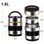 TSG Insulated Stainless Steel Lunch Box, Vacuum Heat/Cold Food Jar, Portable Multi-Tier Thermos, Lunch Storage Containers for Adults Warm for 6 h (Black-1.8L)
