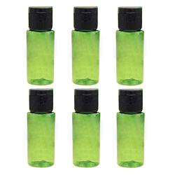 6PCS 15ml/0.5oz Empty Refillable Plastic Cosmetic Cream Lotion Bottles with Black Flip Lid Makeup Water Elite Fluid Cosmetic Storage Holder Container Shower Gel Pot Jar Vial Case (Green)