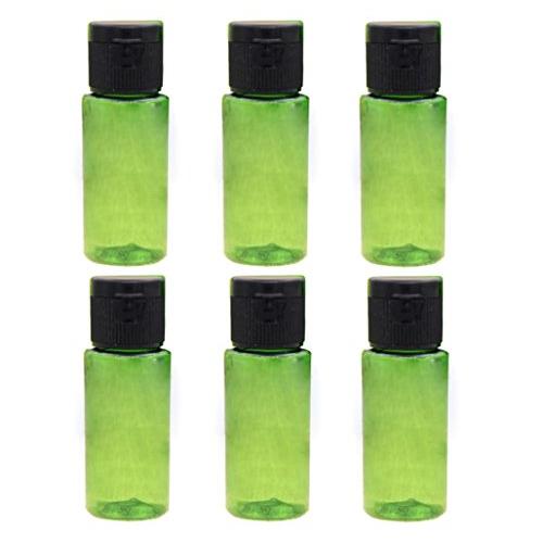 6PCS 15ml/0.5oz Empty Refillable Plastic Cosmetic Cream Lotion Bottles with Black Flip Lid Makeup Water Elite Fluid Cosmetic Storage Holder Container Shower Gel Pot Jar Vial Case (Green)