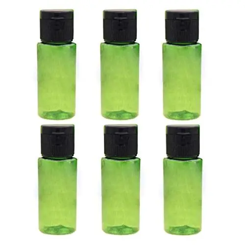 6 Stück 15ml/0.5oz Leere Wiederbefüllbare Plastik-Kosmetikcreme-Lotion-Fläschchen mit schwarzem Flip-Deckel – Make-up-Wasser-Elite-Flüssigkeit-Kosmetik-Aufbewahrungskasten-Behälter-Duschgel-Topf-Ampulle-Fall (Grün)