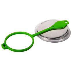 Ecojarz: Wide-Mouth Pop-top Sealable Drinking Jar Lid! Stainless Steel and Silicone. Non-plastic (Lime Green)