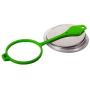 Ecojarz: Wide-Mouth Pop-top Sealable Drinking Jar Lid! Stainless Steel and Silicone. Non-plastic (Lime Green)