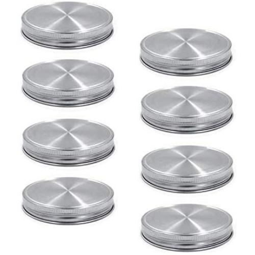 8pcs Pack 304 Stainless Steel Wide Mouth Mason Jar Lids Storage Caps, Rust-proof and Leak-proof, Compatible with Ball & Kerr Mason Jars