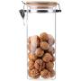 AUYE Glass Storage Jar,Coffee Bean & Kitchen food Container With Clamp Airtight wood Lid (55-Ounce)
