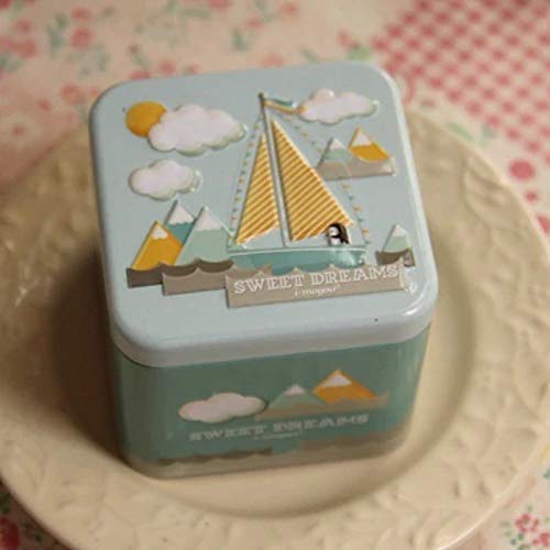 GrassStore Tin Box House Storage 3D Sundries Candle Gift Leaf Favor Container Sewing Kit Box Metal Small Cookies Decor Jar Hinged Candy Display Case Child Iron Customizable 2 pcs/1lot (Sailboat)