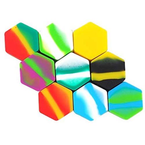 YHSWE Hexagon Non-stick Silicone Container Concentrate Box Storage Jar 26ml 10pcs Assorted Random