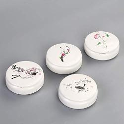 Mini Box Multi Function Ceramic Storage Jar Chinese Tea Canister Powder Cream Box Beauty Jewelry Box Small Things Storage Jars,Hetangyu 8.8X3.2Cm