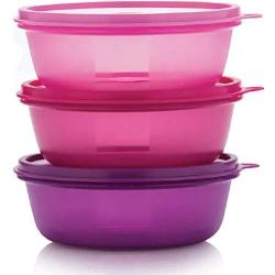 Tupperware Pink, Purple Leftover Bowl Set Storage Food Containers (600ML x 3pcs) …