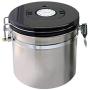 Stainless Steel Airtight Canister with Co2 Vent Valve ＆ Date Tracker Wheel and Locking Clamp for Kitchen, Coffee Ground Vault Jar, Silver, 5inch