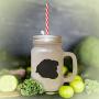 Red Welsh Sheepdog Silhouette Frosted Glass Mason Jar With Straw