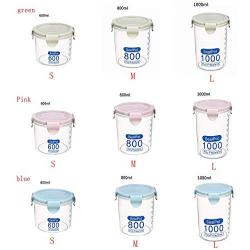 Food Storage Box,Preservation Kitchen Bottle Jar Sealing Pot Food Fresh Plastic(Medium,Pink)