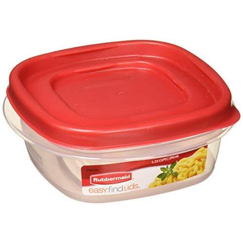 Rubbermaid 7J59 781147419398 Easy Find Lids Square 1.25-Cup Food Storage Container (Pack of 4), 1-Pack, Red
