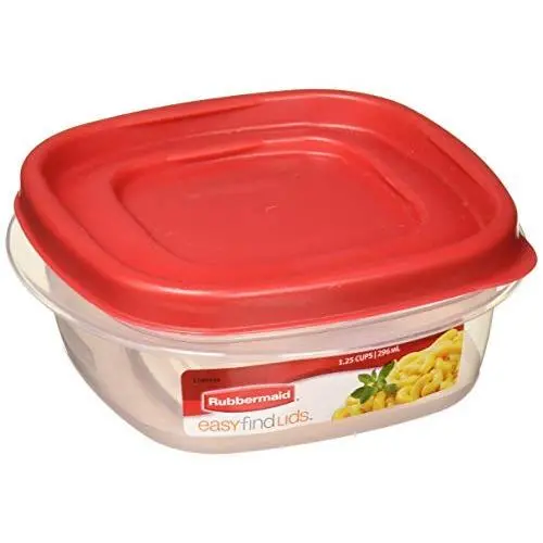 Boîtes de Rangement Alimentaire Carrées Rubbermaid 7J59 1.25 Cup (Pack de 4), Rouge Boîtes de Rangement Alimentaire Carrées Rubbermaid 7J59 1.25 Cup (Pack de 4), Rouge