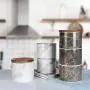 Ensemble de bocaux en céramique blanche Sunddo pour la cuisine pour café, thé, sucre, 3 pièces, contenants de stockage alimentaires avec couvercle en bambou étanche – Design moderne marbré, contenants en porcelaine, cadeau pour femmes, épouse.
