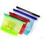Silicone Food Storage Bags - Set of 4 - Reusable Silicon Freezer Bag - Ziplock Plastic Baggie Alternatives - Ziptop Sandwich, Lunch, Snack, Kitchen Baggies - Large Reuseable Containers for Camping