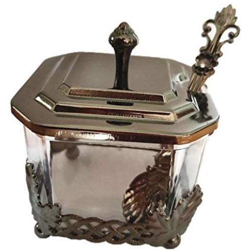 LOVIVER Tea Coffee Sugar Kitchen Storage Candy Jar Pot Container Royal Style Gift - Silver Octagon, as described