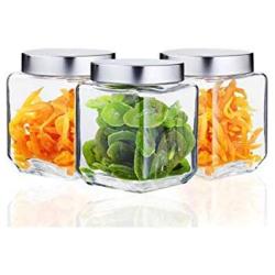 QINRUIKUANGSHAN Glass jar, 3 sets, sealed cans, storage glass bottles, large storage tanks, covered grain storage tanks, sealed bottles, snack cans, milk powder cans, tea cans, sealed bottles, candy c