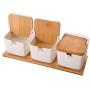 LQQGXLCondiment bottle, jar condiment storage box Spice jar white, ceramic sugar jar with lid, condiment jar, seasoning box set with lid spoon and tray