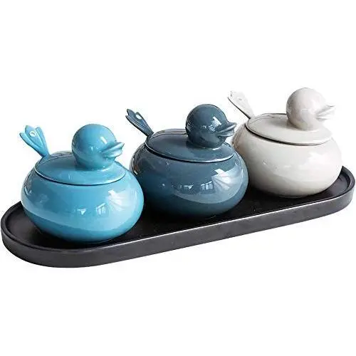 Bouteille à épices OPaida, Rangement Cuisine, Forme Caneton, 250ml (avec cuillère), pour Sel/Poivre/Maïzena/Sucre, Cadeau Créatif pour la Maison, Jeu de 3 Pièces