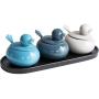 OPaida Spice jar, Kitchen Storage, Duckling Shape, 250ml Capacity (with Spoon), Salt/Pepper/Starch/Sugar Storage, Creative Home Gifts,3-pieceset